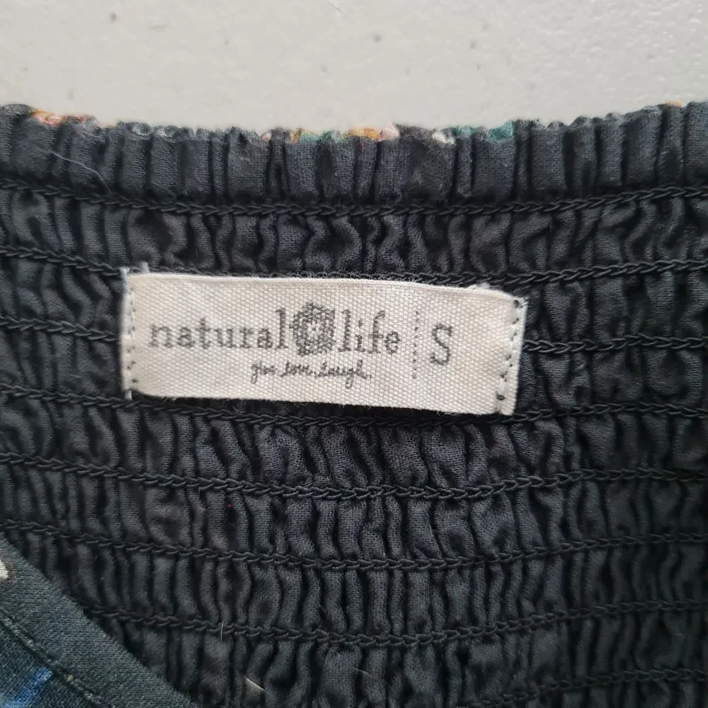 NATURAL LIFE Black Floral Maxi Dress with Green and Mustard Accents - Picture 15 of 16